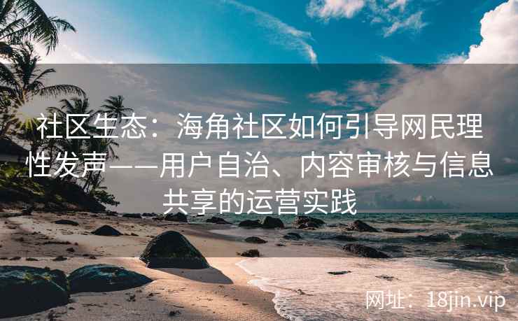 社区生态：海角社区如何引导网民理性发声——用户自治、内容审核与信息共享的运营实践