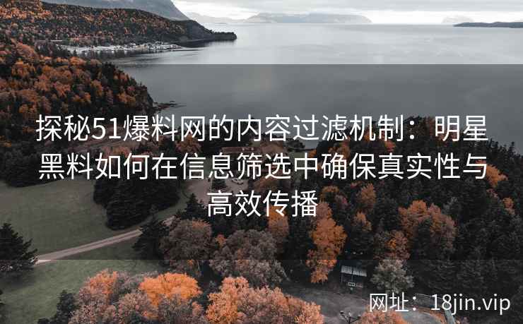 探秘51爆料网的内容过滤机制：明星黑料如何在信息筛选中确保真实性与高效传播