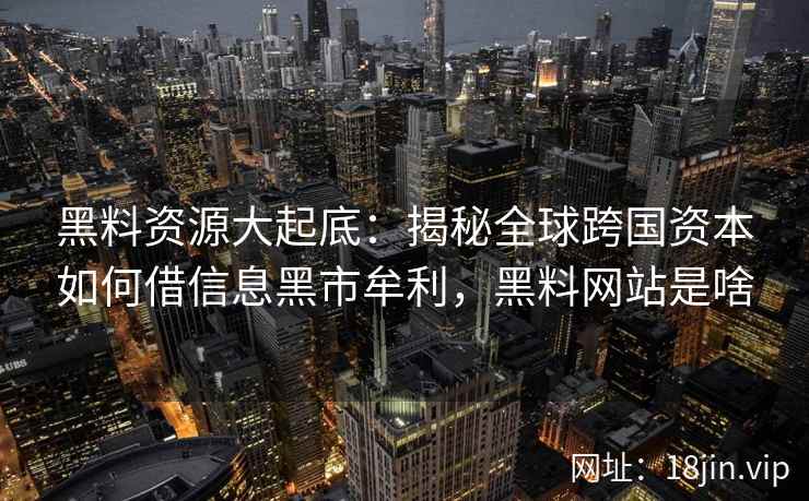 黑料资源大起底：揭秘全球跨国资本如何借信息黑市牟利，黑料网站是啥